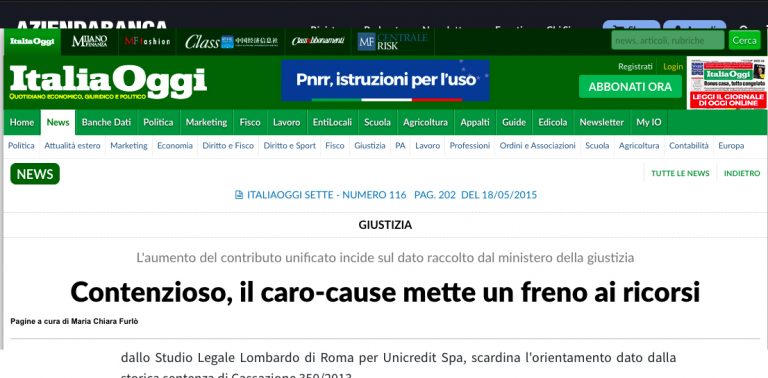 Contenzioso, meno ricorsi per il caro-cause