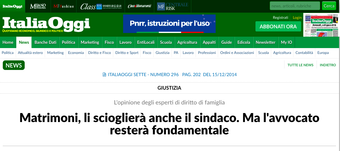 I matrimoni saranno sciolti anche dal sindaco, ma l’avvocato resta fondamentale