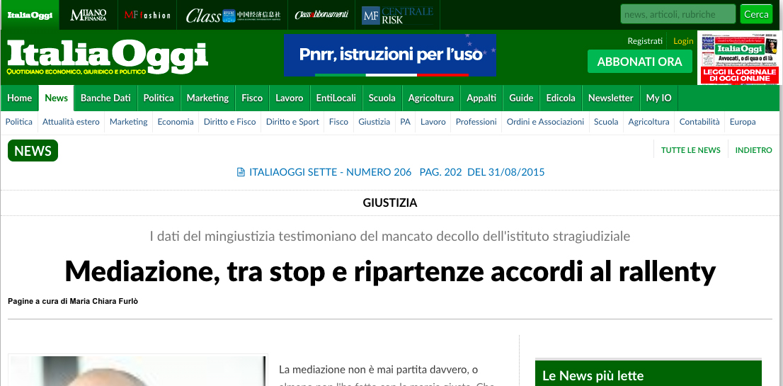 Mediazione, tarda ancora il decollo dell’istituto stragiudiziale